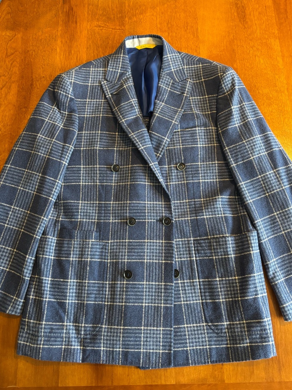 Canali Kei Double-Breasted Navy Plaid Sport Coat 40R - Picture 2 of 11